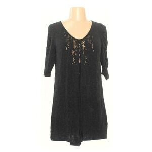 Eileen Fisher Women's Dress Beaded Tunic Gray Brown Sequins Modest P Small